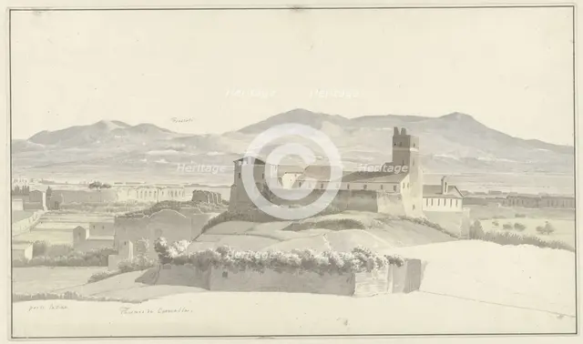 The Baths of Caracalla in Rome, with Frascati in the Distance, c.1809-c.1812. Creator: Josephus Augustus Knip.