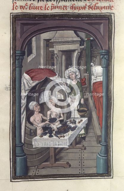 The baths of Sergius Orata. Miniature from Valerius Maximus, 15th century. Creator: Anonymous master.