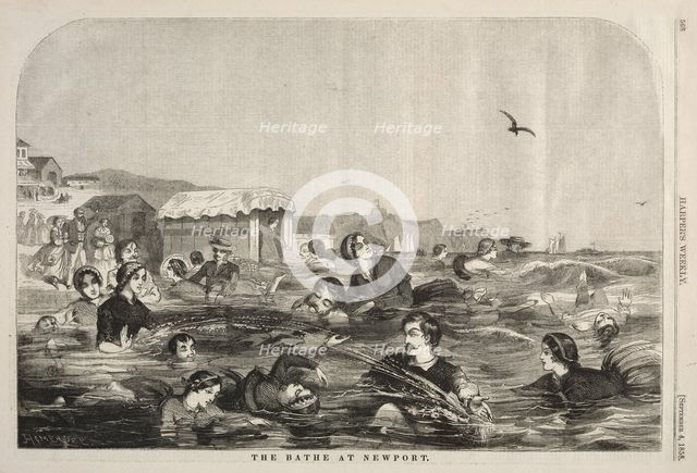 The Baths at Newport, 1858. Creator: Winslow Homer (American, 1836-1910).