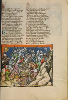 The Battle with the Five Kings of Canaan; Weltchronik, about 1400-1410. Creator: Unknown