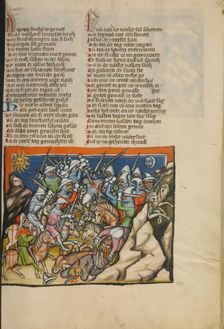 The Battle with the Five Kings of Canaan; Weltchronik, about 1400-1410. Creator: Unknown
