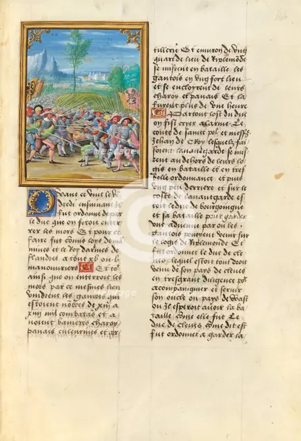 The Battle at Bazel; Livre des faits de Jacques de Lalaing, about 1530. Creator: Master of the Getty Lalaing.
