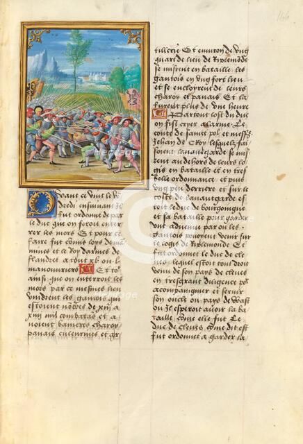 The Battle at Bazel; Livre des faits de Jacques de Lalaing, about 1530. Creator: Master of the Getty Lalaing.