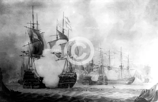The Battle at Cape St Vincent, 19th century. Artist: Unknown