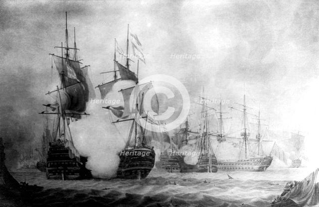The Battle at Cape St Vincent, 19th century. Artist: Unknown