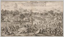 The Battle at Elei Zhalatu: from Battle Scenes of the Quelling of Rebellions...c. 1765-1774. Creator: Unknown