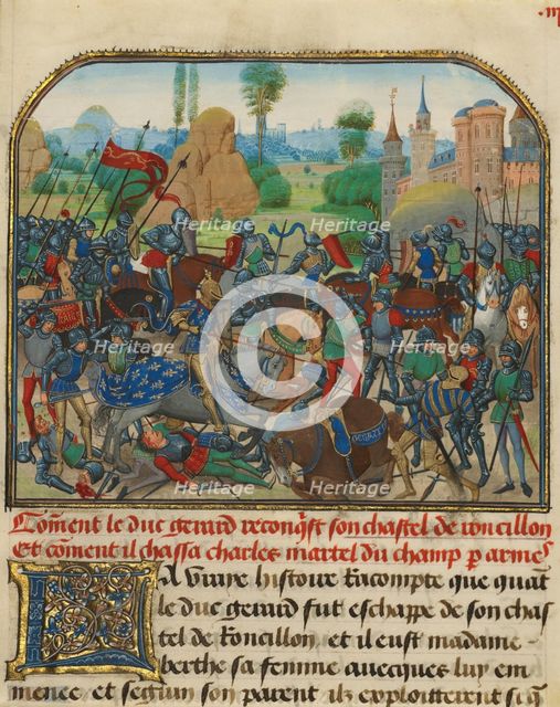 The Battle before Roussillon's Castle, written 1463-465; illuminated 1467-1472. Creators: Loyset Liedet, Pol Fruit.