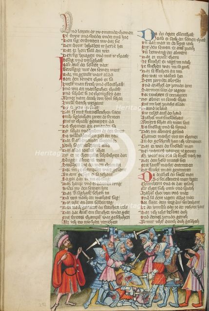 The Battle between Abner's and Joab's Men; Weltchronik, about 1400-1410. Creator: Unknown.