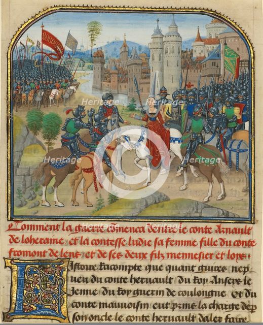 The Battle Between Arnault de Lorraine and His Wife Lydia, written 1463-1465; illuminated 1467-1472. Creators: Loyset Liedet, Pol Fruit.
