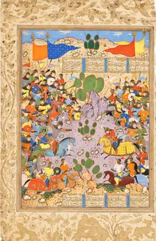 The Battle between Bahram Chubina and Sava Shah (image 1 of 9), c1560. Creator: Unknown
