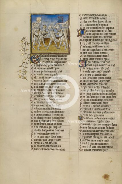 The Battle between Charles of Anjou and Manfred Hohenstaufen for Sicily, about 1405. Creator: Unknown.