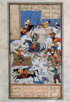 The Battle between Iranians and Turanians, 16th century. Creator: Iranian master