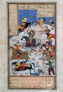 The Battle between Iranians and Turanians, 16th century. Creator: Iranian master