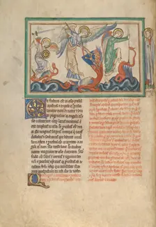 The Battle between the Angels and Dragons; Dyson Perrins Apocalypse, about 1255-1260. Creator: Unknown