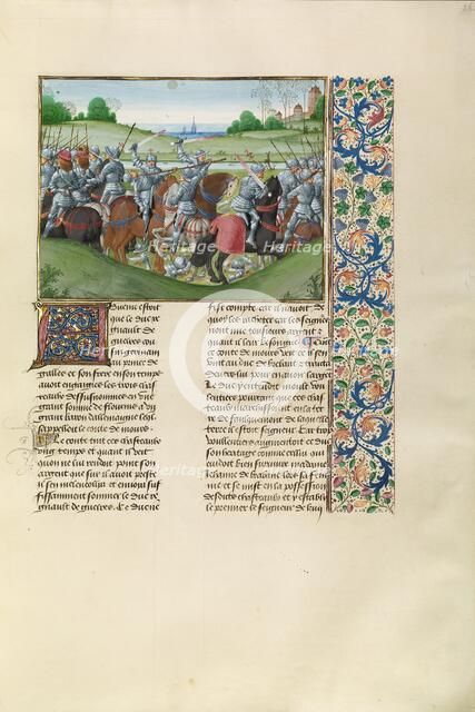 The Battle between the Duke of Jülich and Gelders and the Duke of Brabant, c1370s, about 1480-1483. Creator: Master of the Getty Froissart.