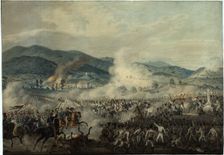 The battle between the Russian-Austrian and French troops