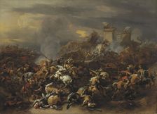 The Battle by Alexander the Great against the king Porus. Artist: Berchem, Nicolaes (Claes) Pietersz, the Elder (1620-1683)