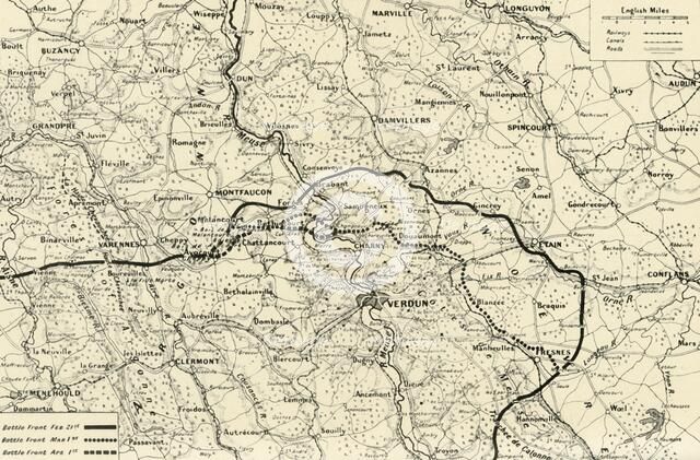 'The Battle-Fronts in the Opening Stages of the Fight for Verdun', 1916. Creator: Unknown.