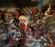 The Battle of Taillebourg, 21st July 1242. Artist: Delacroix, Eugène (1798-1863)