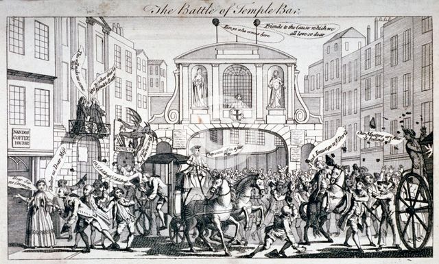 'The Battle of Temple Bar', 1769. Artist: Anon