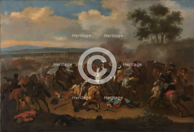 The Battle of the Boyne, Ireland, between Kings James II and William III, 12 July 1690, 1690-1733. Creator: Jan van Huchtenburg.