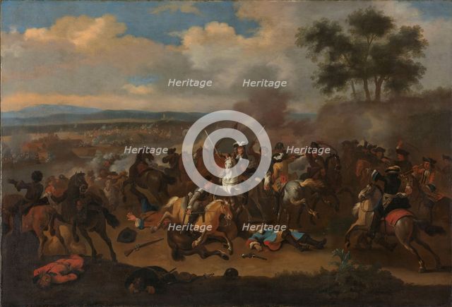 The Battle of the Boyne, Ireland, between Kings James II and William III, 12 July 1690, 1690-1733. Creator: Jan van Huchtenburg.
