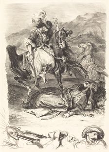 The Battle of the Giaour and the Pasha (Combat du Giaour et du Pacha), 1827. Creator: Eugene Delacroix