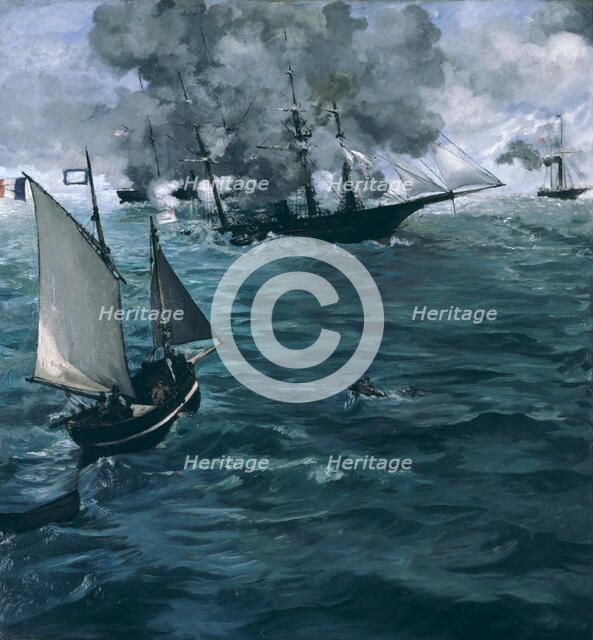 The Battle of the Kearsarge and the Alabama, 1864. Artist: Manet, Édouard (1832-1883)
