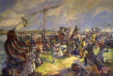 The Battle of the Neva on July 15, 1240 1940. Artist: Julia Truze-Ternovskaya