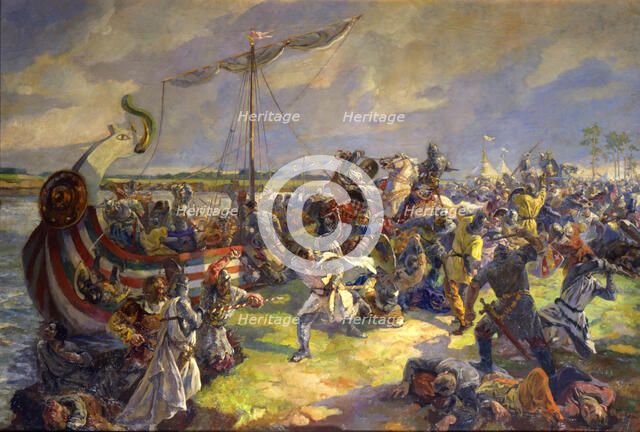 'The Battle of the Neva on July 15, 1240', 1940.  Artist: Julia Truze-Ternovskaya