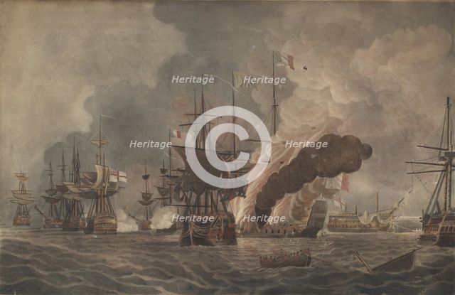 The Battle of the Nile, c. 1800. Artist: Edy, John William (1760-1820)