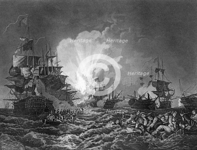 The Battle of the Nile, Egypt, 1 August 1798 (c1857). Artist: J Rogers