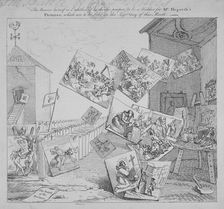 The battle of the pictures; a bidder's ticket for Hogarth's auction of 19 paintings 1744. Artist: William Hogarth
