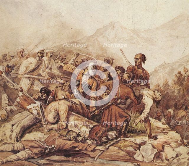 The battle of the Valerik River on July 11, 1840, 1840. Artist: Lermontov, Mikhail Yuryevich (1814-1841)