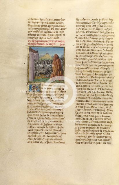 The Battle of Troy; Miroir Historial, about 1475. Creator: Unknown.
