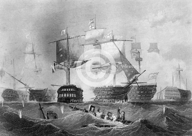 The Battle of Trafalgar, 21 October 1805 (c1857).Artist: Albert Henry Payne
