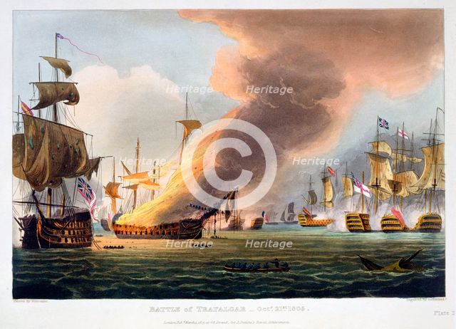 The Battle of Trafalgar, 21st October 1805 (1816). Creator: Thomas Sutherland.