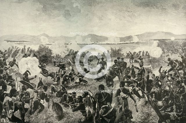 'The Battle of Ulundi - Final Rush of the Zulus. The British Square in the Distance', 1900. Creators: Unknown, Richard Caton Woodville II.