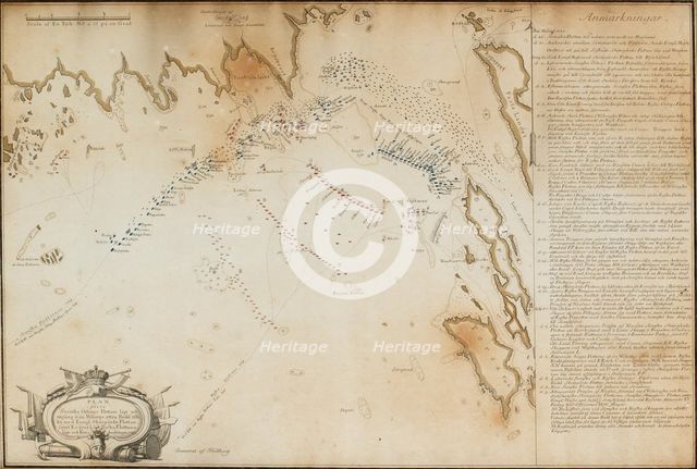 The Battle of Viborg Bay, 1790 (Map), 1790. Artist: Gillberg, Jacob (1724-1793)