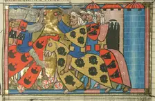 The Battle of Xerigordos in 1096 (From "Li rommans de Godefroy de Buillon et de Salehadin"), 1337. Creator: Maître de Fauvel (active 1314-1340)
