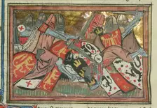 The Battle of Yibneh in 1123 (From "Li rommans de Godefroy de Buillon et de Salehadin"), 1337. Creator: Maître de Fauvel (active 1314-1340)