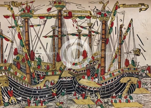 'The Battle of Zonchio (Navarino)', c1499. Artist: Unknown.