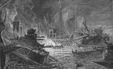 The Battle of Actium, at which Augustus defeated Antony and Cleopatra, 31 BC (1908)