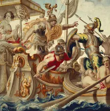 The Battle of Actium from The Story of Caesar and Cleopatra, Brussels, c. 1680. Creator: Willem van Leefdael