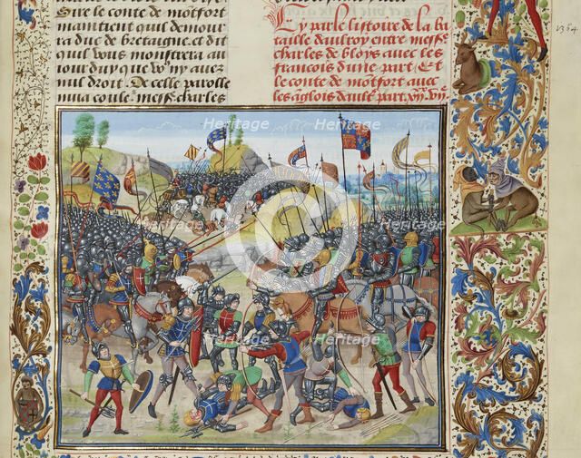 The Battle of Auray on 29 September 1364, ca 1470-1475. Creator: Liédet, Loyset (1420-1479).