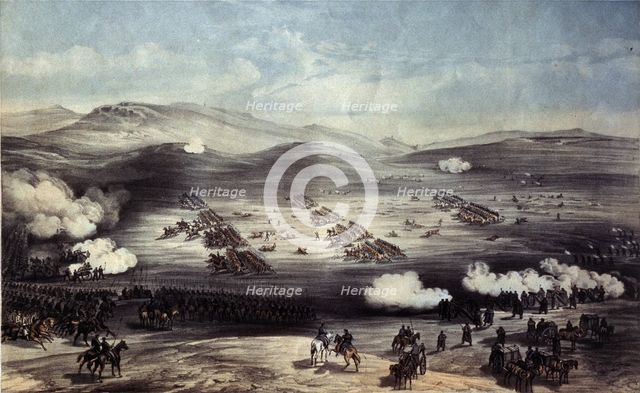The Battle of Balaclava on October 25, 1854. The Charge of the Light Brigade. Artist: Simpson, William (1832-1898)