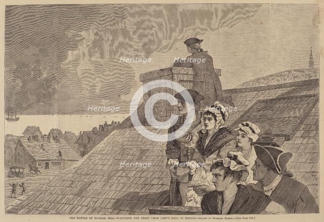 The Battle of Bunker-Hill - Watching the Fight from Copp's Hill, in Boston, published 1875. Creator: Winslow Homer.