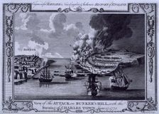 The Battle of Bunker Hill and the burning of Charlestown, America, on 17 June 1775, (c1775?). Creator: Lodge