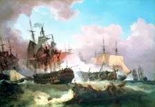 The Battle of Camperdown 1799. Artist: Philip James de Loutherbourg