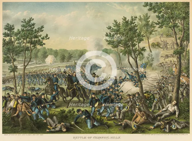 The Battle of Champion Hills, 1887. Creators: Unknown, Louis Kurz, Kurz and Allison.